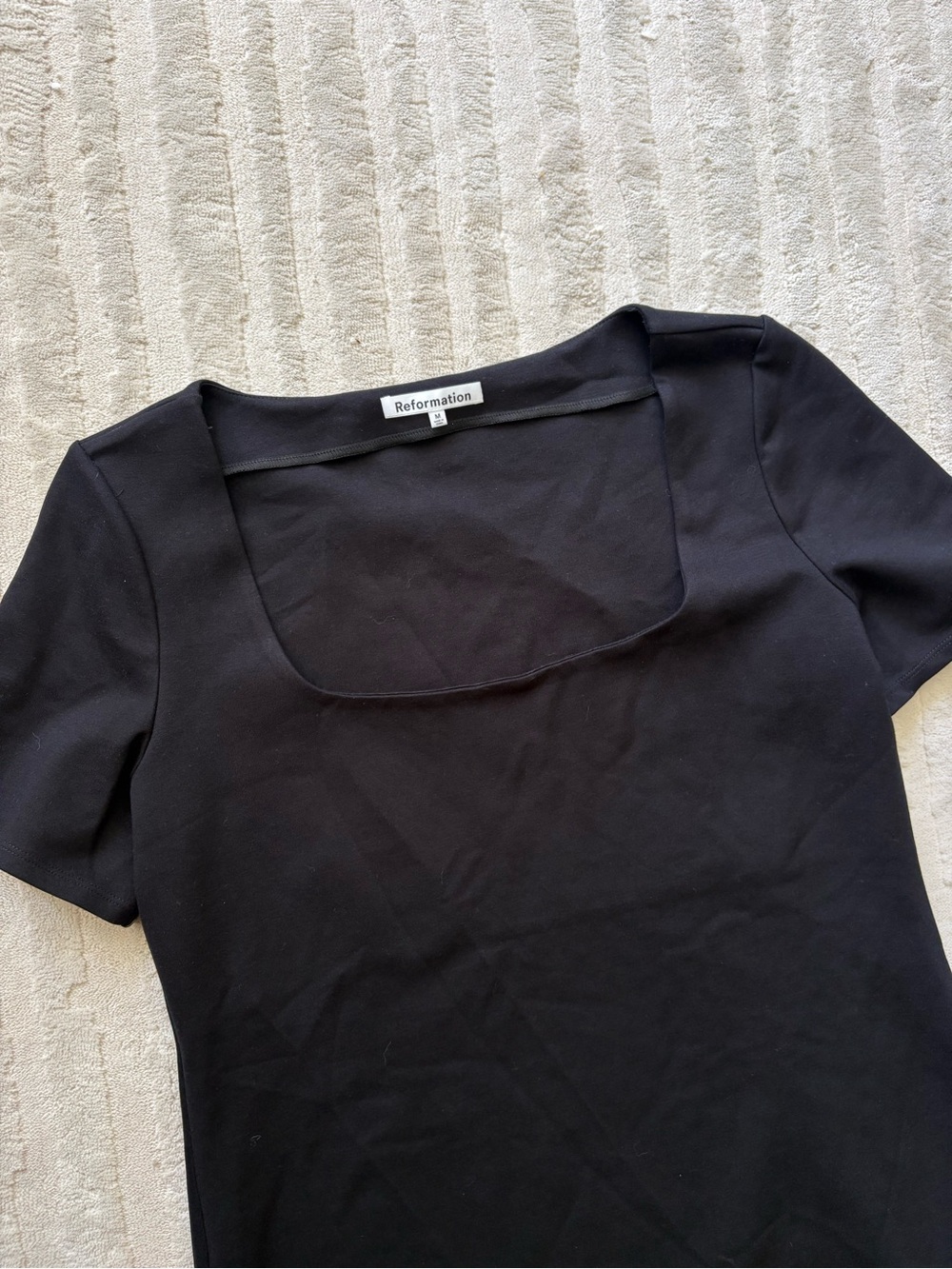 Reformation Square Neck Short Sleeve Mini Dress in Black - Picture 4 of 4